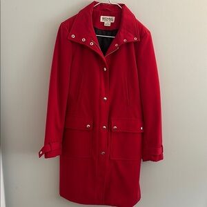 Michael Kors Red Trench Coat Wool Blend Classic